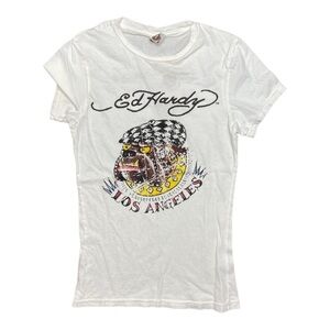 Ed Hardy by Christian Audigier Dog Graphic Print Tee T-Shirt Size Medium NWT
